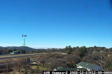 This is a camera-2 view of Pine Mountain Lake Airport, mid-day on a clear day.