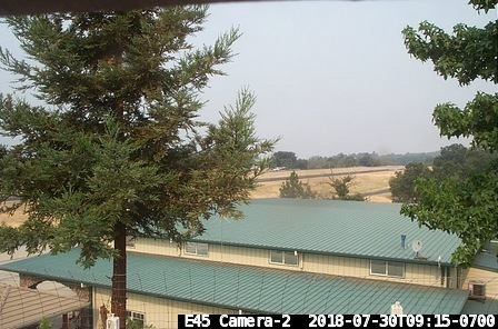 This is a camera-2 view of Pine Mountain Lake Airport looking towards the South-West at the end of runway 9.